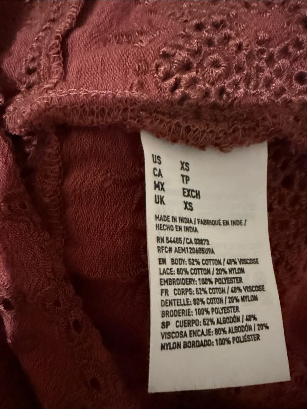 American Eagle Outfitters Burgundy Crochet Lace Boho Babydoll Tank Top
